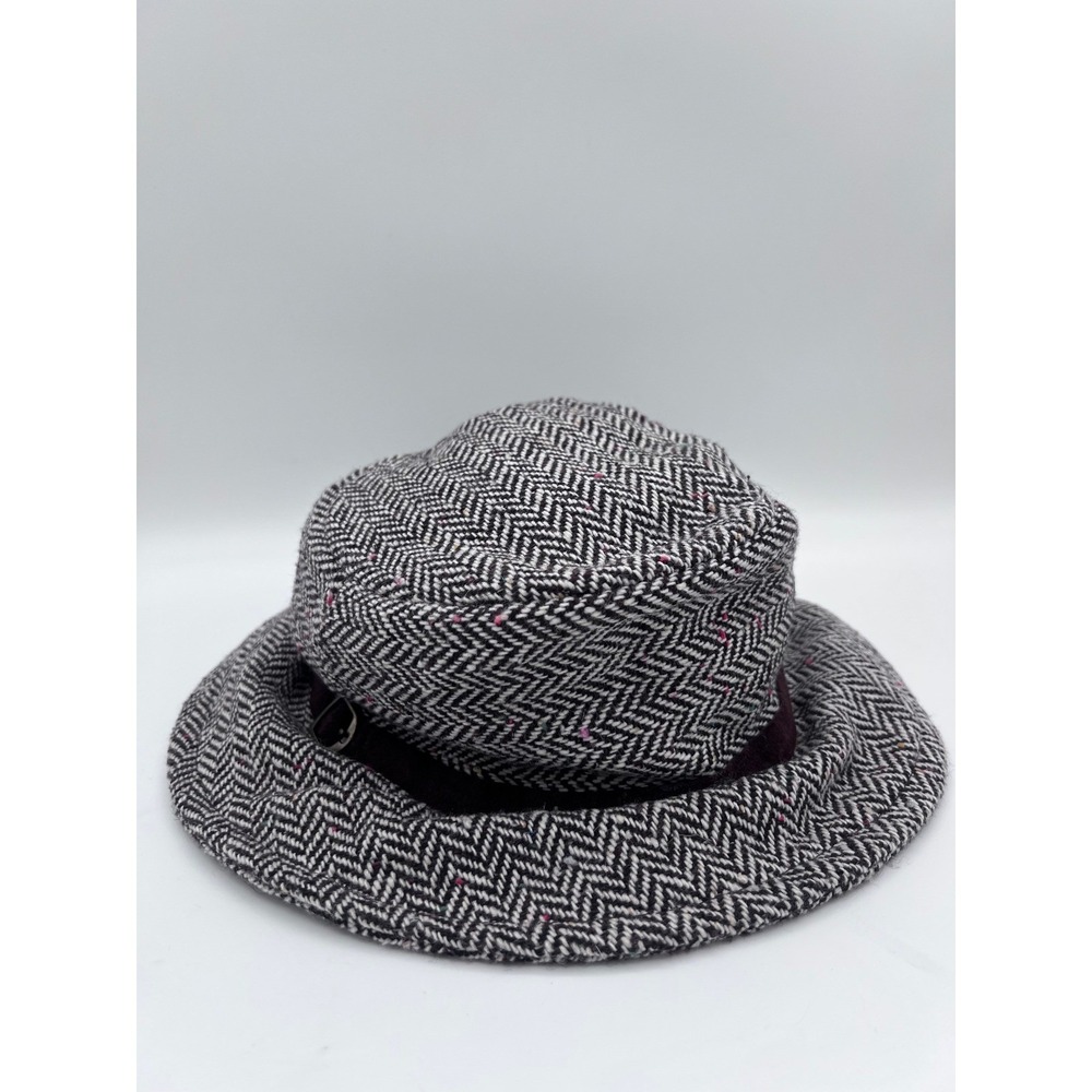 Arden B Wool‎ Herringbone Bucket Hat Black White Tweed Confetti Made in USA